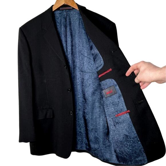 Ted Baker Mens 40R Endurance WOOL Blazer Suit Jacket 3 Button Black EUC! - Picture 2 of 9